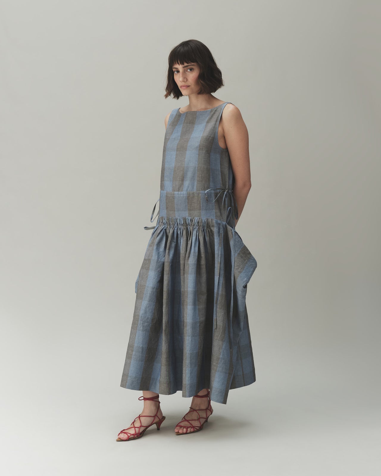 blue buffalo check dress Buffalo Check Navy Blue And White Plaid Wide Stripes" A-Line Dress for Sale by rewstudio