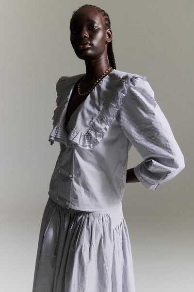 VIENNA BLOUSE — SHIRTING STRIPE – Chelsea Mak Clothing