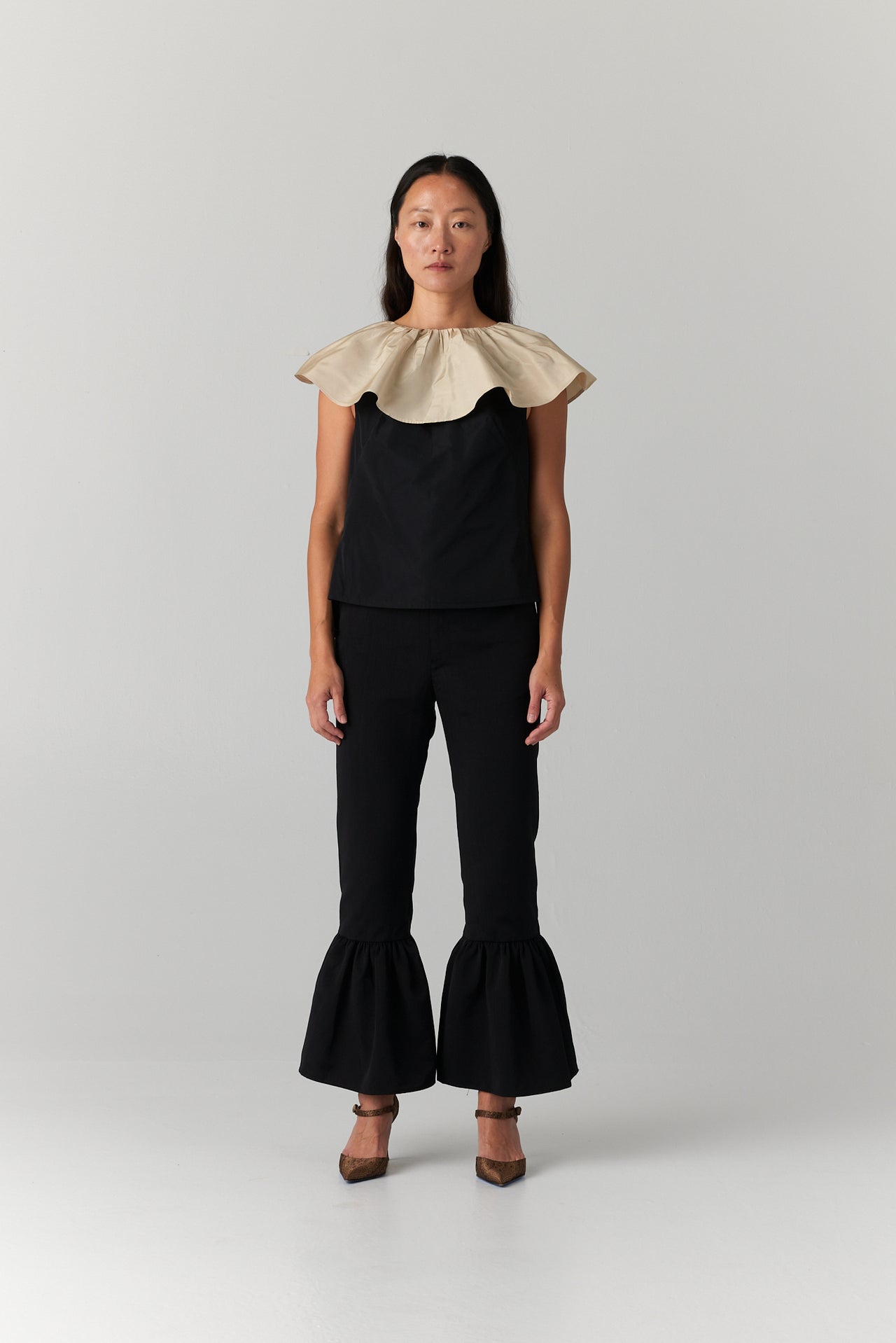 MAUD TOP — CHAMPAGNE/BLACK