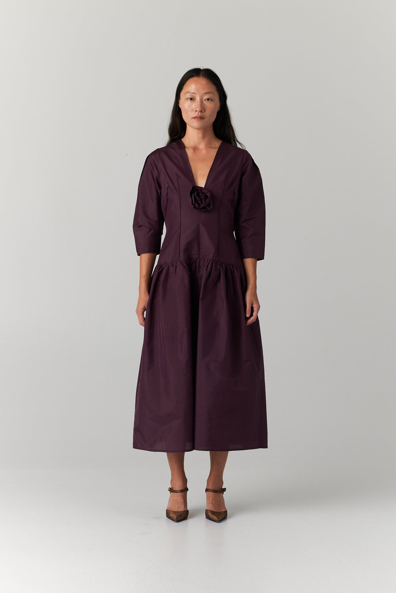 FLEUR DRESS — EGGPLANT